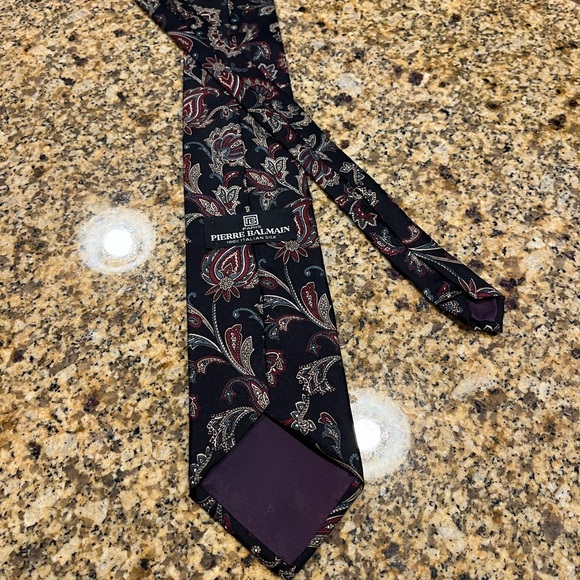 Pierre Balmain Vintage Black Paisley Sik Tie - Picture 3 of 5